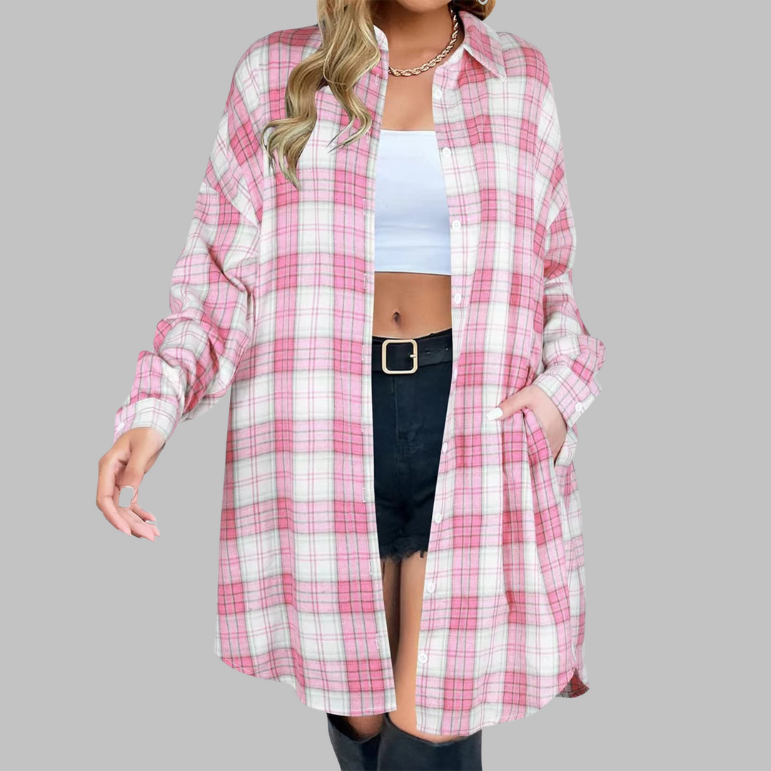 PALOMA™ - Classy Button Down Plaid Long-Sleeve Jacket